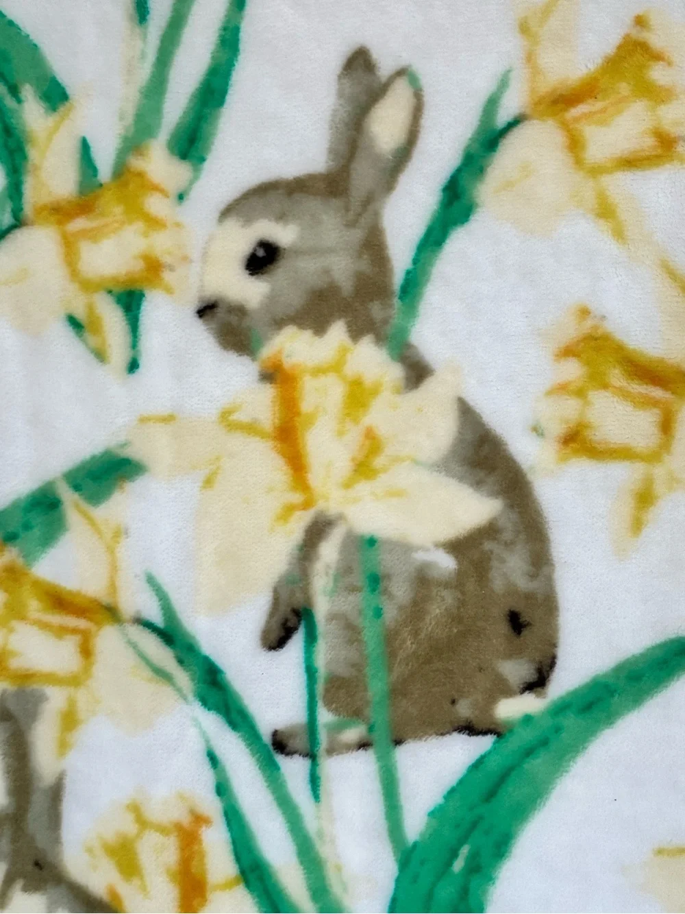 50x72 Bunny Daffodil Plush Fleece Throw Blanket Easter Spring Rabbit Soft